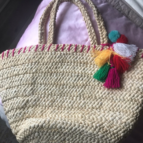 ASOS South beach straw woven raffia beach tote purse bag BNWOT - Picture 1 of 5